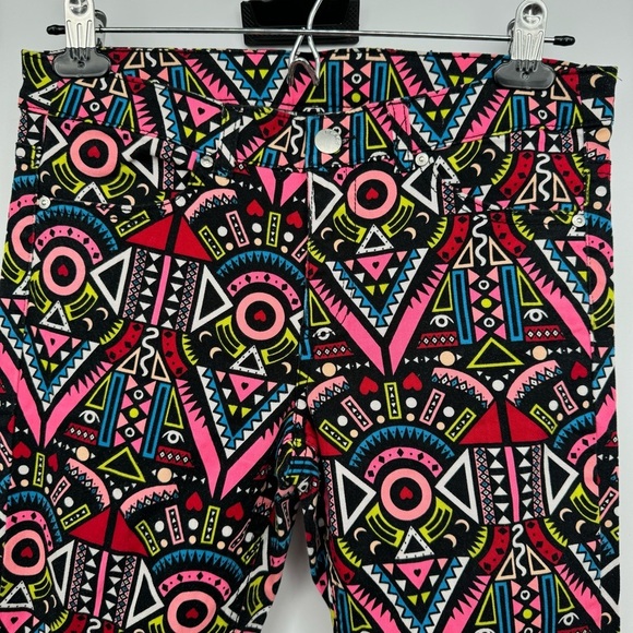 Divided H&M Abstract Neon Super Slim Leg Pants Women's 8 Indie Boho Hippie - Picture 3 of 8